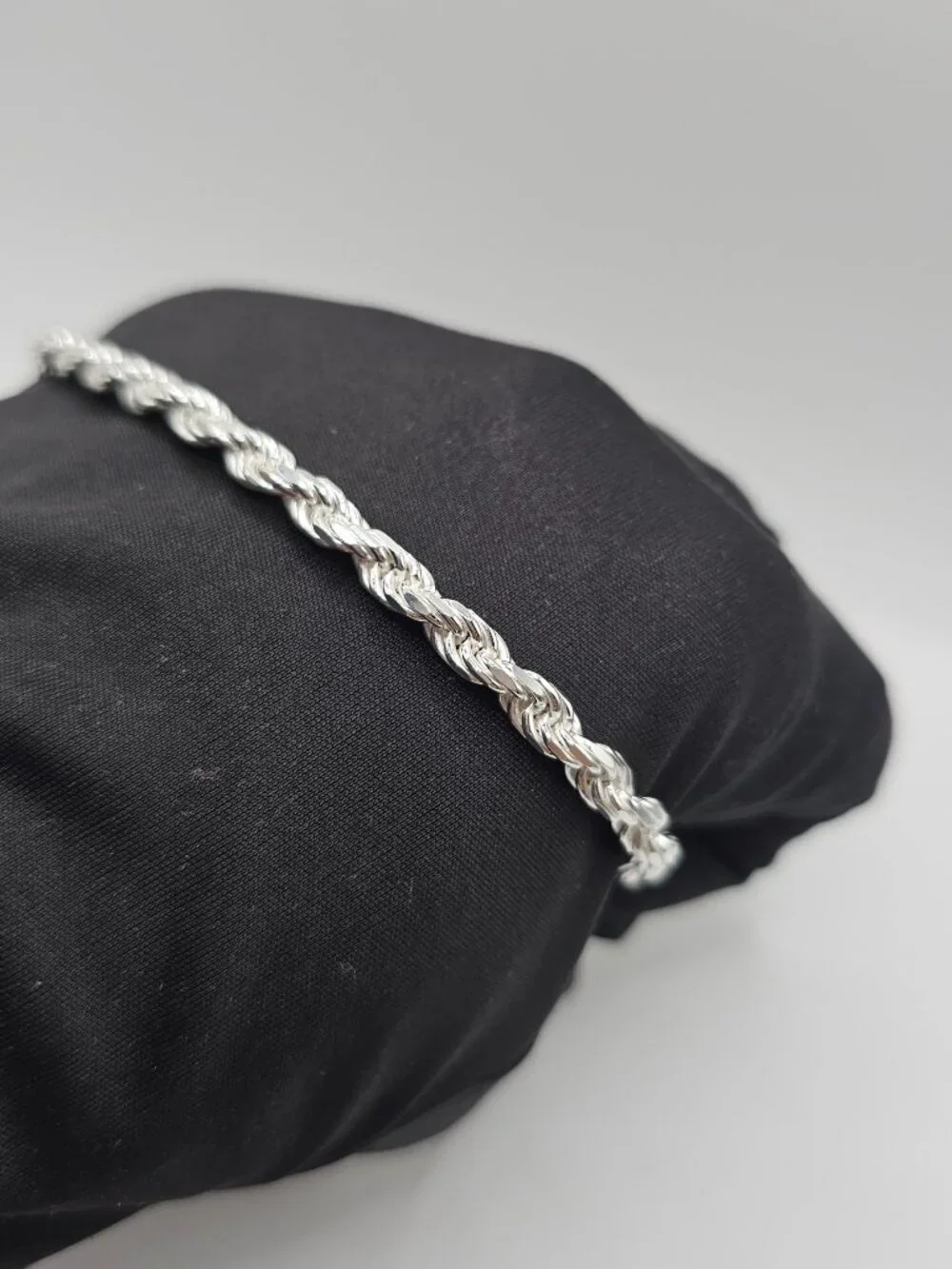 Sterling Silver 925 High Polished Diamond Cut Rope Bracelet 8 inches 5mm